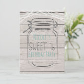 Silver Faux Glitter Mason Jar Sweet 16 Uitnodiging (Staand voorkant)