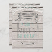 Silver Faux Glitter Mason Jar Sweet 16 Uitnodiging (Voorkant / Achterkant)