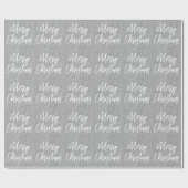 Silver Faux Glitter Merry Kerstkalligrafie Cadeaupapier (Vlak)
