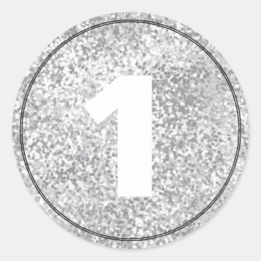 Silver Faux Glitter Nummer Tekst Sjabloon Stickers (Voorkant)