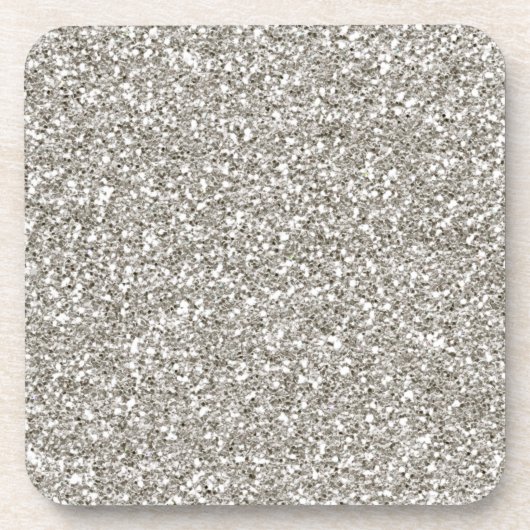 SILVER (faux) GLITTER-ONDERZETTERS - set van 6 Drankjes Onderzetter (Voorkant)