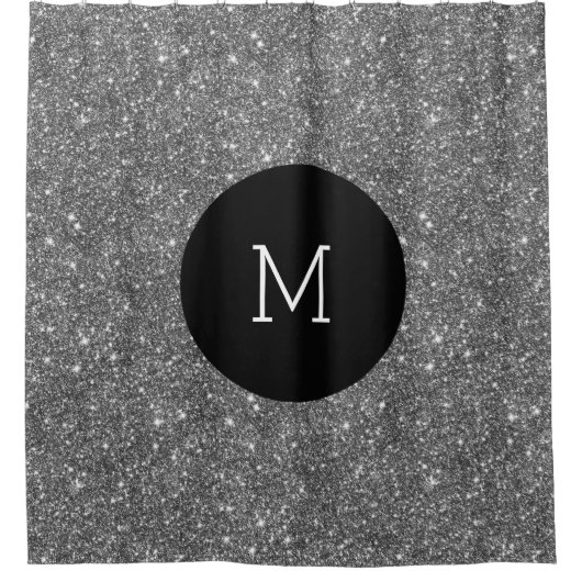 Silver Faux Glitter Pattern Girly Monogram Douchegordijn (Voorkant)