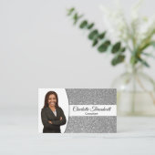 Silver Faux Glitter Replaceable Professional Photo Visitekaartje (Staand voorkant)