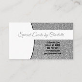 Silver Faux Glitter Replaceable Professional Photo Visitekaartje (Achterkant)
