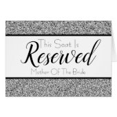 Silver Faux Glitter Reserved Seat Weddenschap (Voorkant Horizontaal)