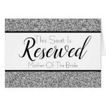 Silver Faux Glitter Reserved Seat Weddenschap