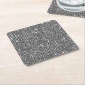 Silver Faux Glitter Shining Pattern Bling Kartonnen Onderzetters (Schuin)