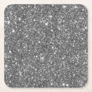 Silver Faux Glitter Shining Pattern Bling Kartonnen Onderzetters