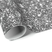 Silver Faux Glitter Shining Pattern Girly Cadeaupapier (Rol Hoek)