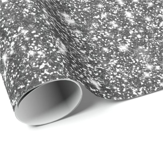Silver Faux Glitter Shining Pattern Girly Cadeaupapier (Rol Hoek)