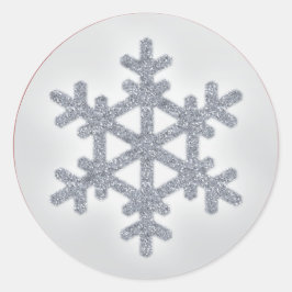 Silver FAUX Glitter Sneeuwvlok met Rode Sticker