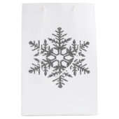 Silver Faux Glitter Snowflake Medium Cadeauzakje (Voorkant)