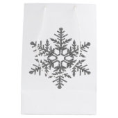Silver Faux Glitter Snowflake Medium Cadeauzakje (Achterkant)