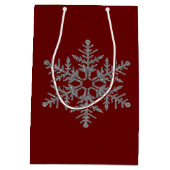 Silver Faux Glitter Snowflake Medium Cadeauzakje (Achterkant)