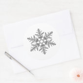 Silver Faux Glitter Snowflake Ronde Sticker (Envelop)