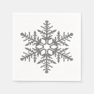 Silver Faux Glitter Snowflake Servet
