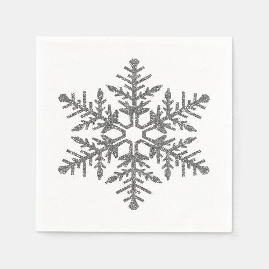 Silver Faux Glitter Snowflake Servet (Voorkant)