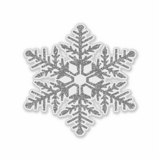 Silver Faux Glitter Snowflake Sticker (Voorkant)