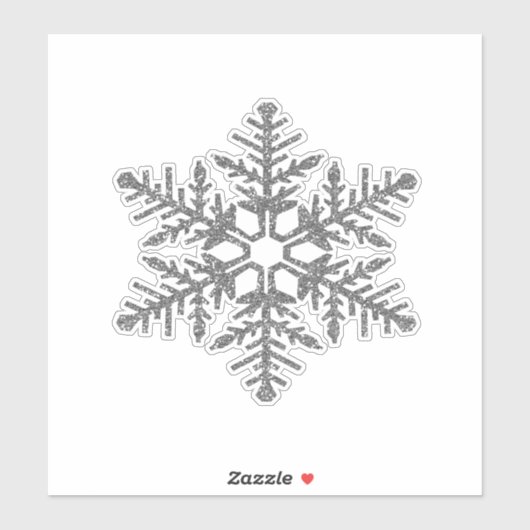 Silver Faux Glitter Snowflake Sticker (Vel)