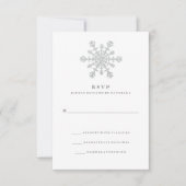 Silver Faux Glitter Snowflake Wedding RSVP (Voorkant)
