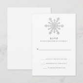 Silver Faux Glitter Snowflake Wedding RSVP (Voorkant / Achterkant)