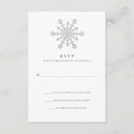 Silver Faux Glitter Snowflake Wedding RSVP Kaartje