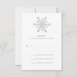 Silver Faux Glitter Snowflake Wedding RSVP Kaartje