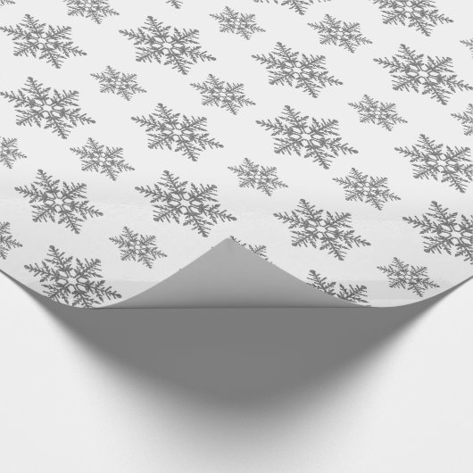 Silver Faux Glitter Snowflakes Cadeaupapier (Hoek)