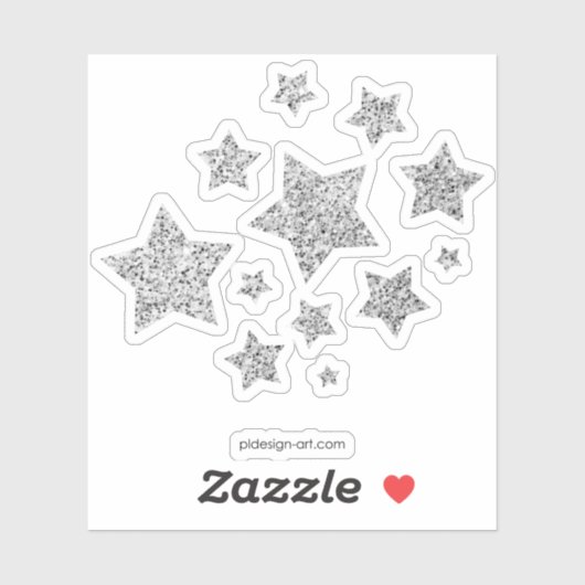 Silver faux glitter sparren Black White Stars Sticker (Vel)