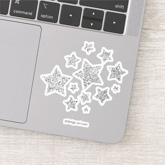 Silver faux glitter sparren Black White Stars Sticker (Detail)