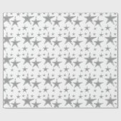 Silver Faux Glitter Stars Cadeaupapier (Vlak)