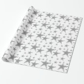 Silver Faux Glitter Stars Cadeaupapier (Uitgerold)