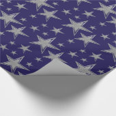 Silver Faux Glitter Stars op Navy Blue Cadeaupapier (Hoek)