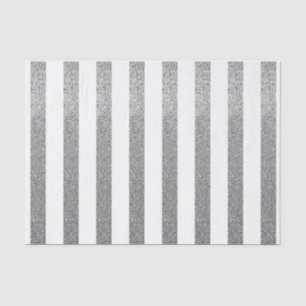 Silver Faux Glitter Striped Tissue Paper Tissuepapier