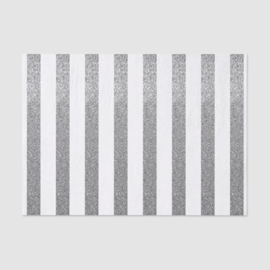 Silver Faux Glitter Striped Tissue Paper Tissuepapier (Voorkant)