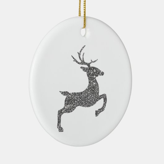 Silver Faux Glitter Texture Jumping Deer Shape Keramisch Ornament (Rechts)