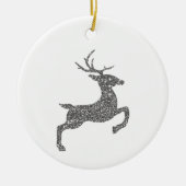 Silver Faux Glitter Texture Jumping Deer Shape Keramisch Ornament (Voorkant)