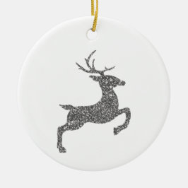 Silver Faux Glitter Texture Jumping Deer Shape Keramisch Ornament