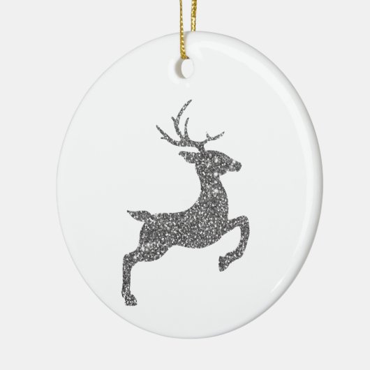 Silver Faux Glitter Texture Jumping Deer Shape Keramisch Ornament (Links)
