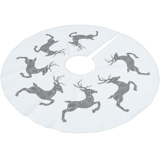 Silver Faux Glitter Texture Jumping Deer Shape Kerstboom Rok (Gekanteld)
