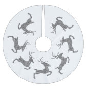 Silver Faux Glitter Texture Jumping Deer Shape Kerstboom Rok (Voorkant)