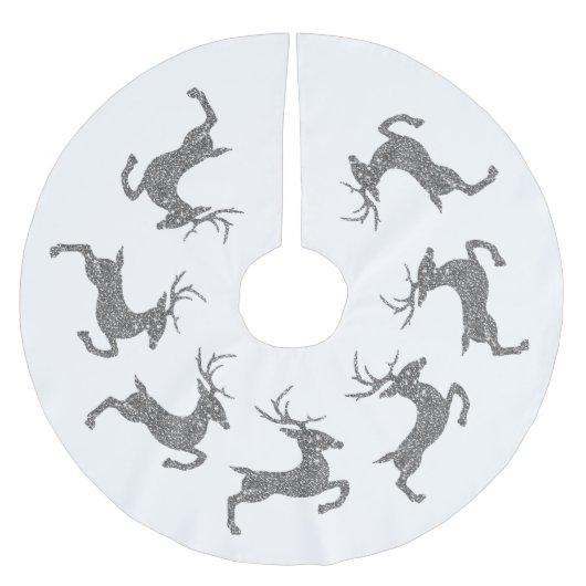 Silver Faux Glitter Texture Jumping Deer Shape Kerstboom Rok (Voorkant)
