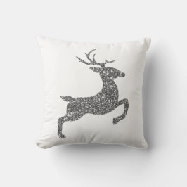 Silver Faux Glitter Texture Jumping Deer Shape Kussen