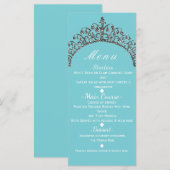 Silver Faux Glitter Tiara Crown Party Menu Kaart (Voorkant / Achterkant)