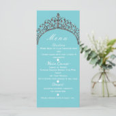 Silver Faux Glitter Tiara Crown Party Menu Kaart (Staand voorkant)