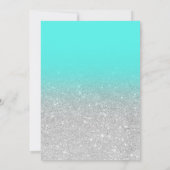 SIlver faux glitter turquoise ombre Bat Mitzvah Kaart (Achterkant)