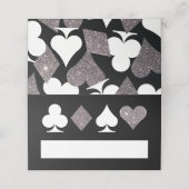 Silver Faux Glitter Vegas Place Card op zwart Plaatskaartje (Buitenkant ongevouwen)