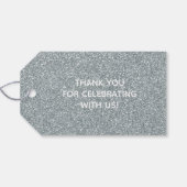 Silver Faux Glitter Wedding Favor Cadeaulabel (Achterkant Horizontaal)