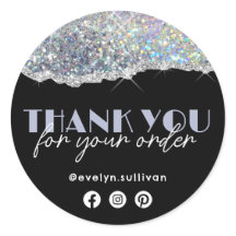 Silver Faux Iridescent Glitter Dank u Sticker