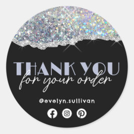 Silver Faux Iridescent Glitter Dank u Sticker